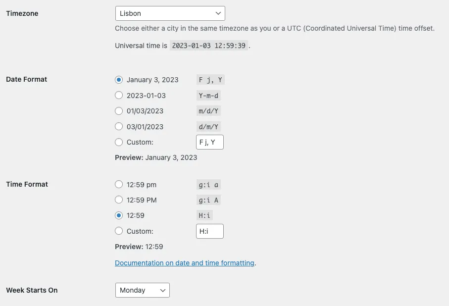 Wordpress Settings Page